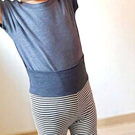 Bio Baby Leggings Indigo Gestreift – Weiche Bio-Baumwolle – Detailansicht 2