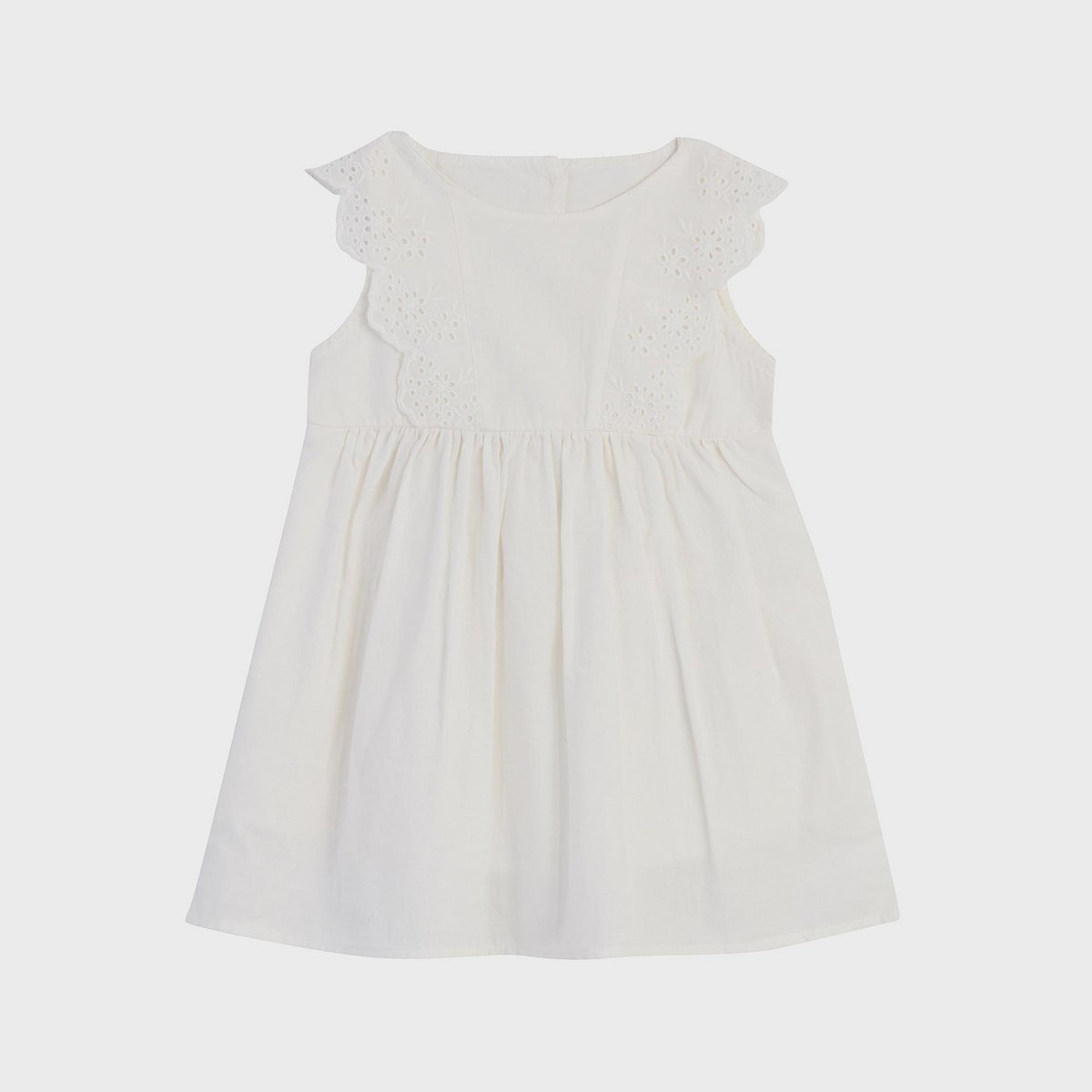 OrganicEra Ärmelloses Kleid aus Bio-Musselin mit Jakobsmuschel, Weiß