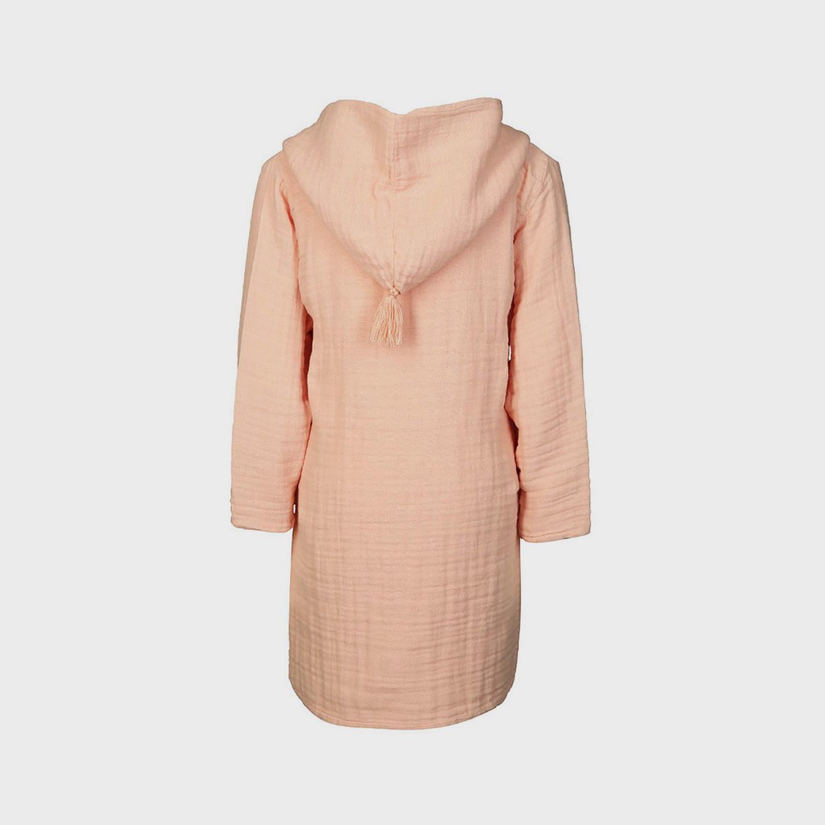 Accappatoio per bambini in mussola biologica salmone con cappuccio da 7-8 anni