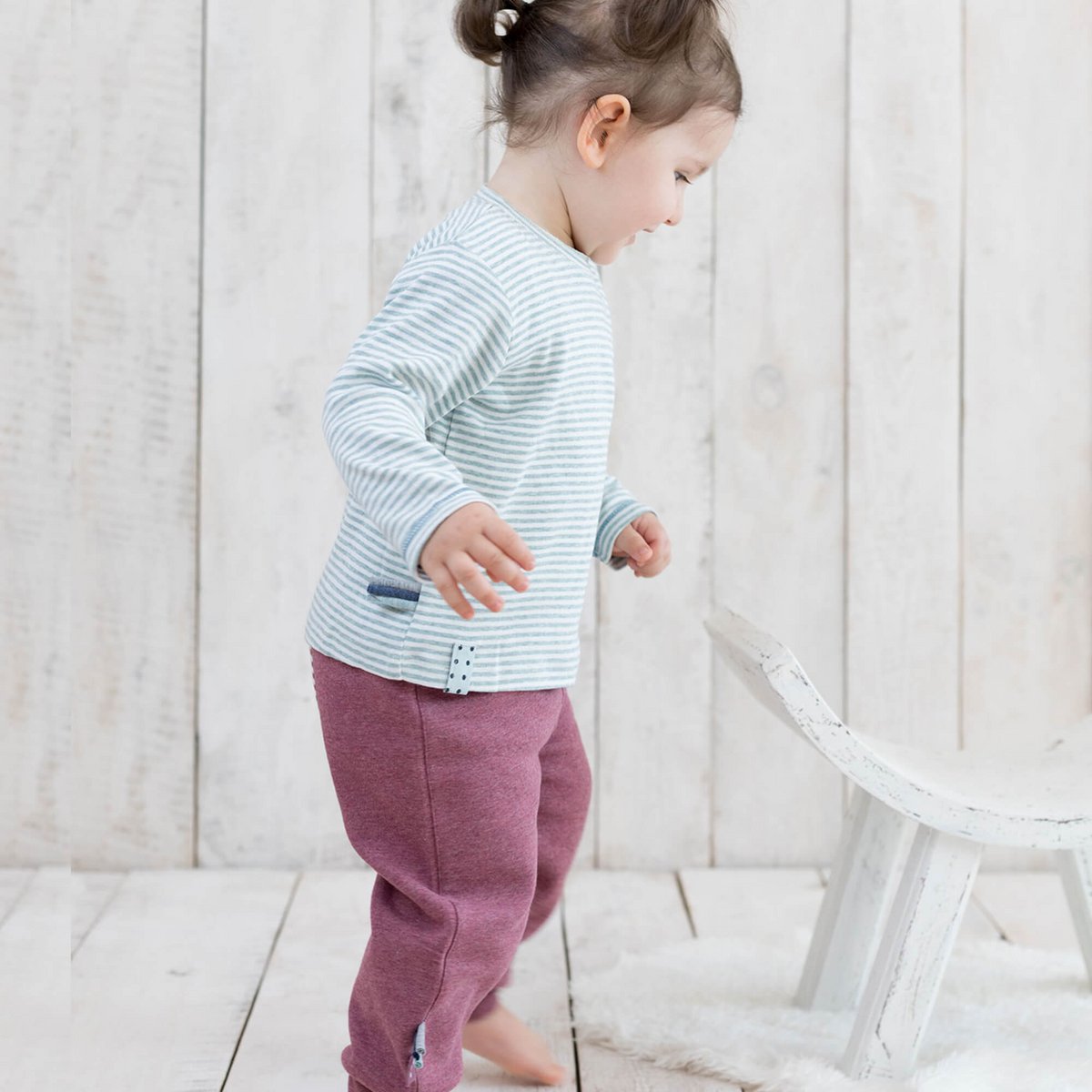 OrganicEra Organic Baby L/S T-Shirt, Aqua gestreift