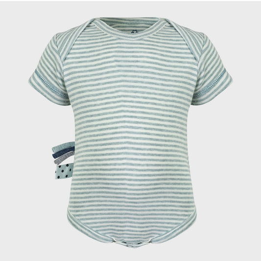 OrganicEra Organic Baby S/S Body, Aqua gestreift