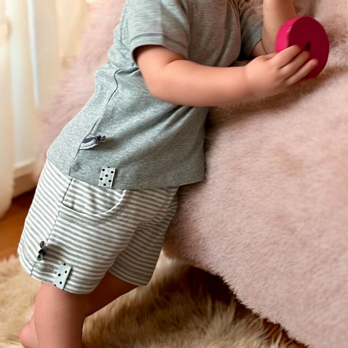 OrganicEra Bio-Baby-Shorts, Aqua gestreift