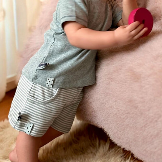 OrganicEra Bio-Baby-Shorts, Aqua gestreift
