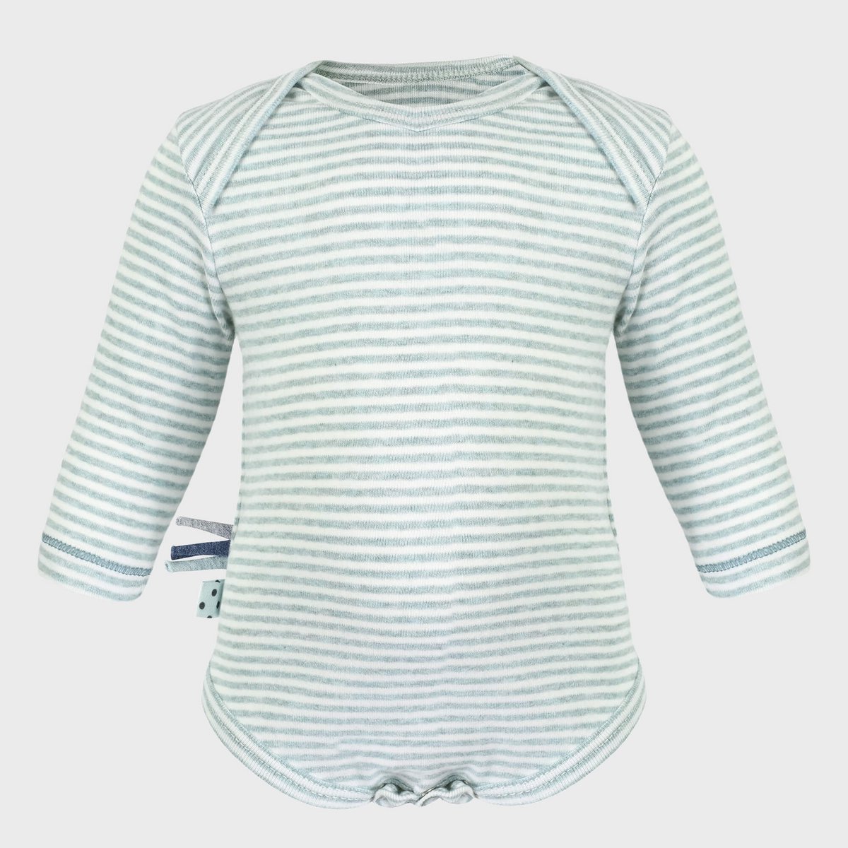 OrganicEra Bio-Baby-L/S-Body, Aqua gestreift