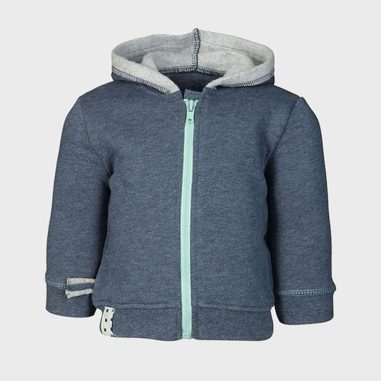 Bio Baby Kapuzenjacke Indigo – Bio-Baumwoll-Sweatjacke – Detailansicht 2