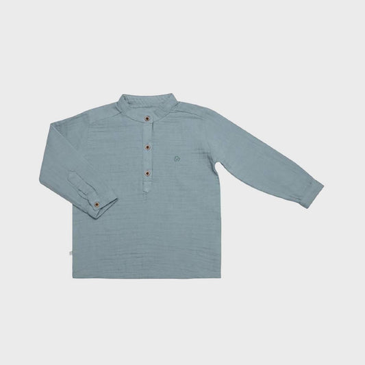 OrganicEra Organic Muslin L/S Kinderhemd, Aqua