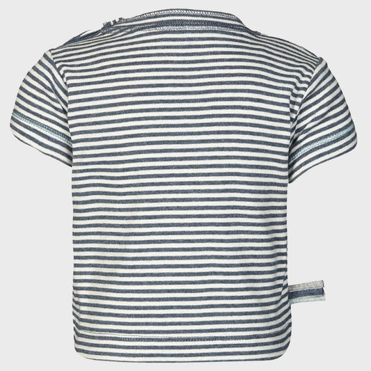 Bio Baby Kurzarm T-Shirt Indigo Gestreift – Bio-Baumwolle – Detailansicht 2