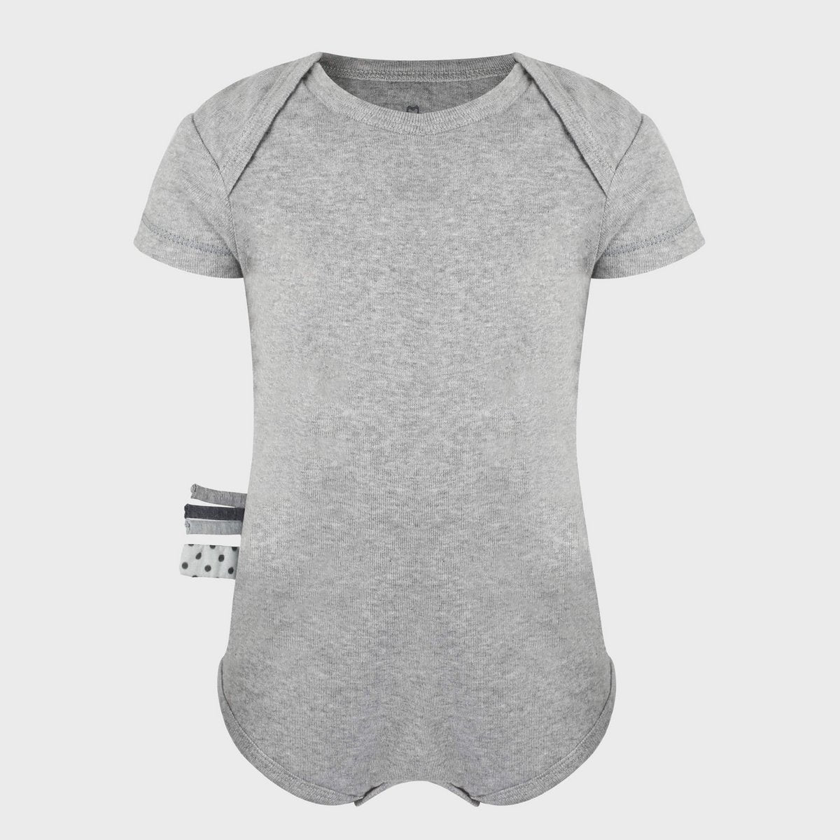 Body neonato biologico manica corta grigio – Morbida costina di cotone elasticizzato con scollo slip