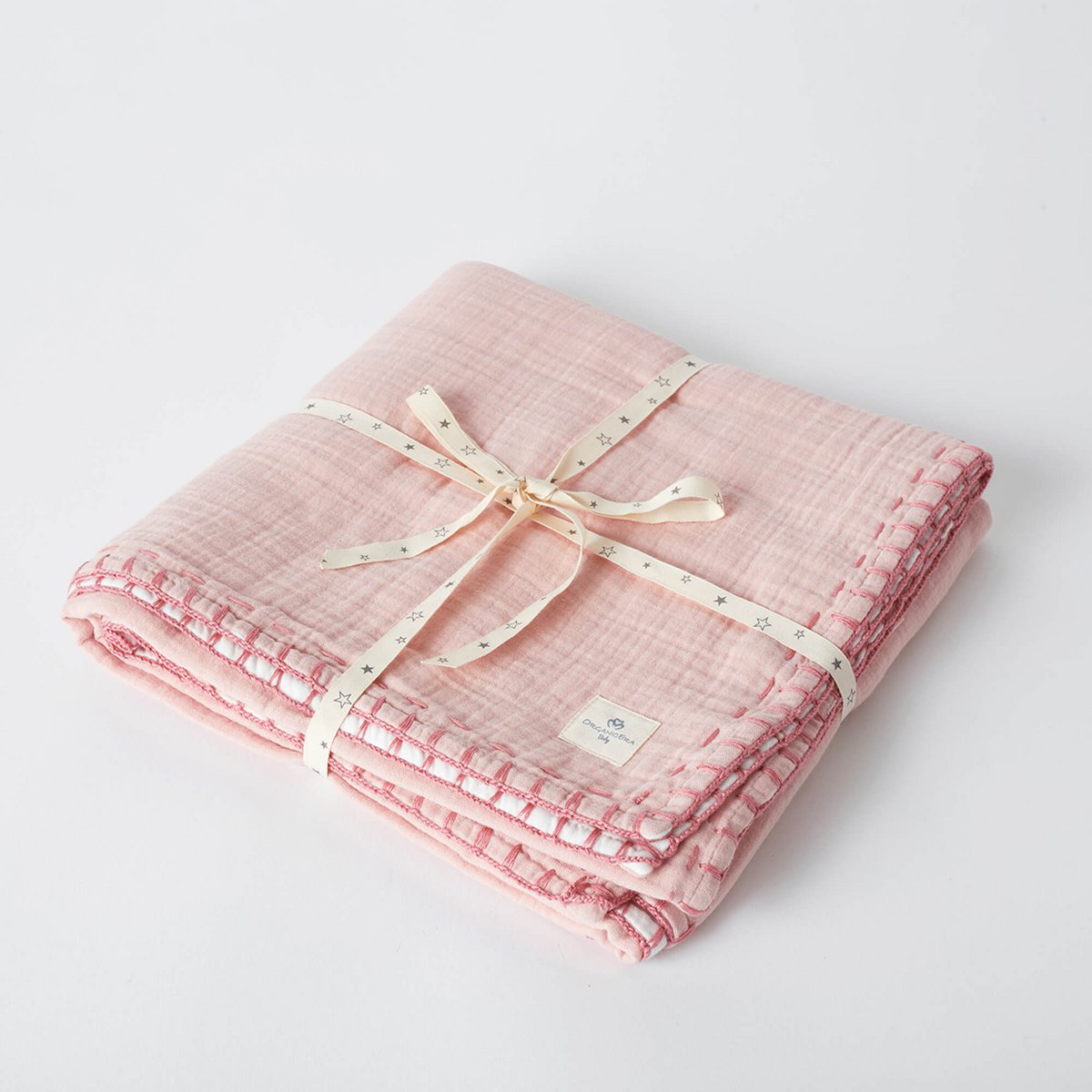 Bio Musselin Babydecke 4-lagig in Pulverrosa mit Glitzer