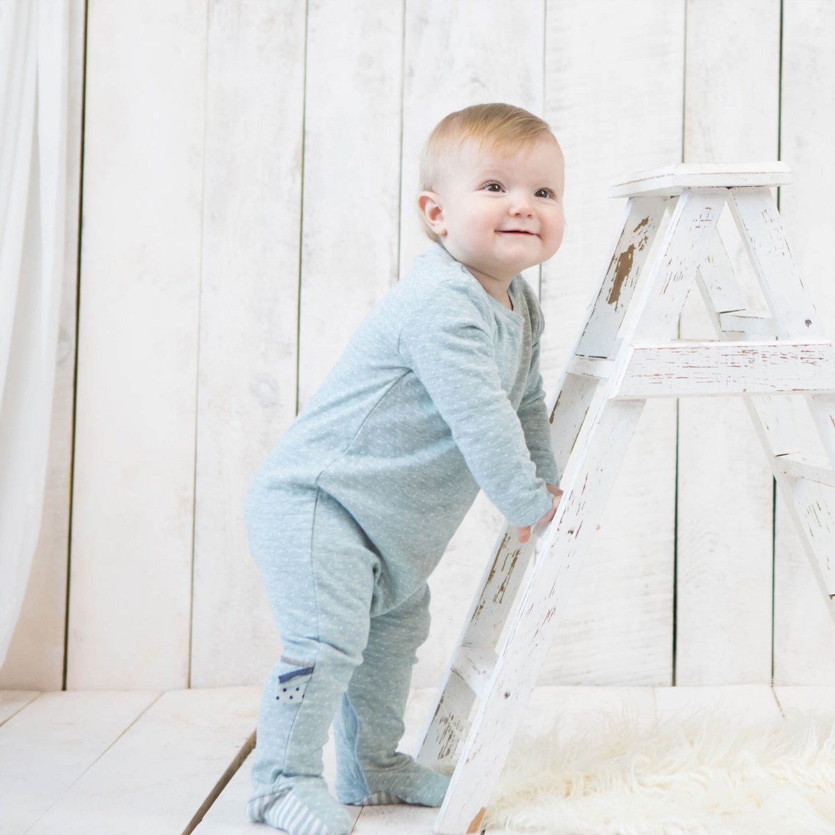 OrganicEra Bio-Schlafanzug für Babys mit Füßen, Aqua