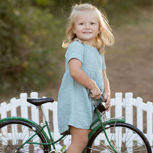 Aqua Bio-Musselin Kurzarmkleid mit Glitzer für Baby und Kind