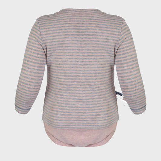 Bio Baby Langarm Body Rosa Gestreift – Weiche Baumwolle – Detailansicht 2
