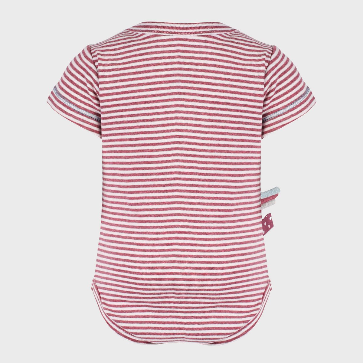 Body neonato in cotone biologico a maniche corte a righe bordeaux – Morbido & Elastico