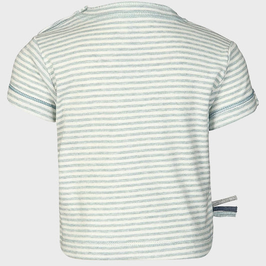 Bio Baby T-Shirt Aqua gestreift – Weiches Baumwollshirt – Detailansicht 2
