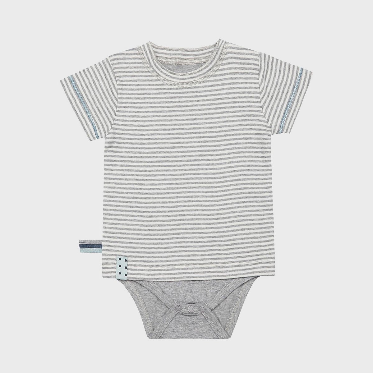 OrganicEra Organic Baby S/S T-Shirt Body, grau gestreift