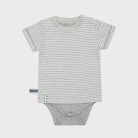 OrganicEra Organic Baby S/S T-Shirt Body, grau gestreift
