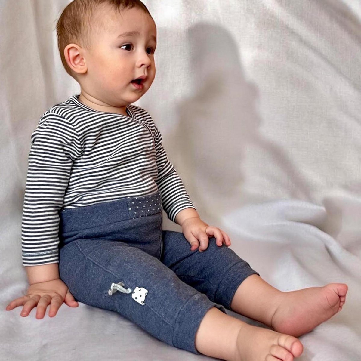 OrganicEra Organic Baby L/S Kimono Body, Indigo gestreift