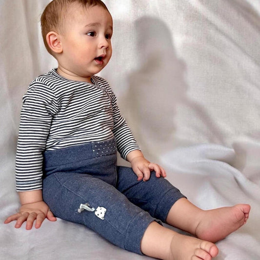 OrganicEra Organic Baby L/S Kimono Body, Indigo gestreift