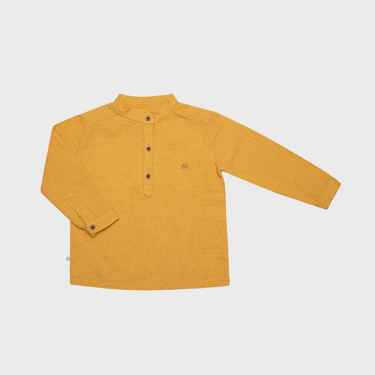 OrganicEra Baby-Shirt aus Bio-Musselin, Senf