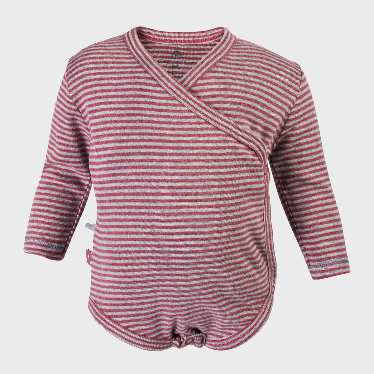 OrganicEra Organic Baby L/S Kimono Body, Bordeaux gestreift