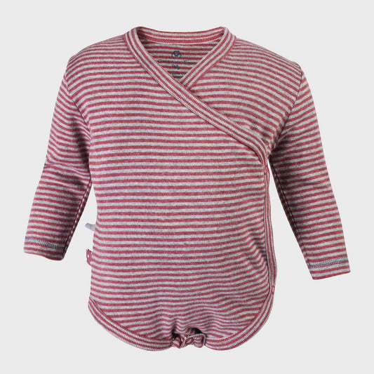 OrganicEra Organic Baby L/S Kimono Body, Bordeaux gestreift