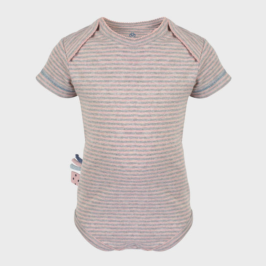 OrganicEra Bio-Baby-Kurzarm-Body, rosa gestreift