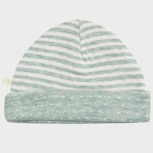 Bio Babymütze Wendbar Aqua – 100% Bio-Baumwolle – Detailansicht 2