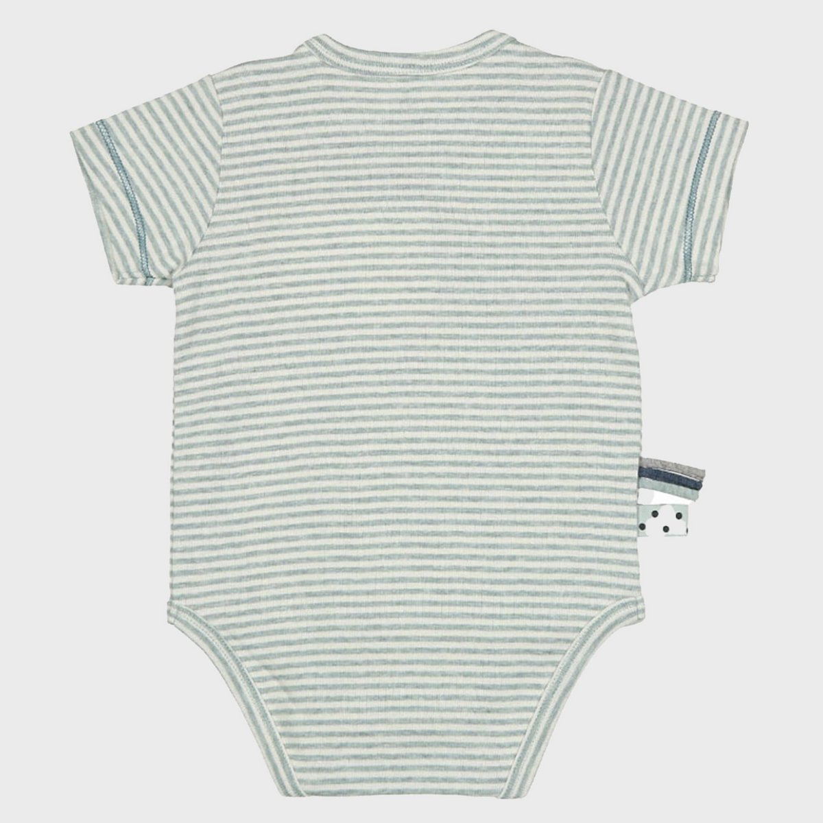 Kurzarm Wickelbody, BIO Baumwolle, Kimono Body, Aqua gestreift
