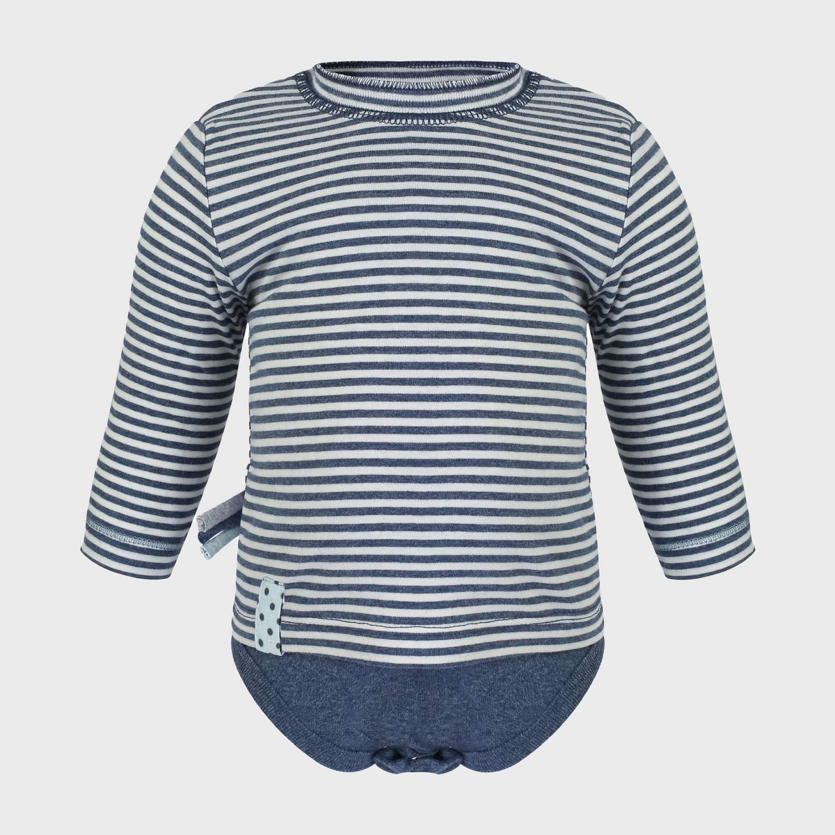 OrganicEra Organic Baby L/S T-Shirt Body, Indigo gestreift