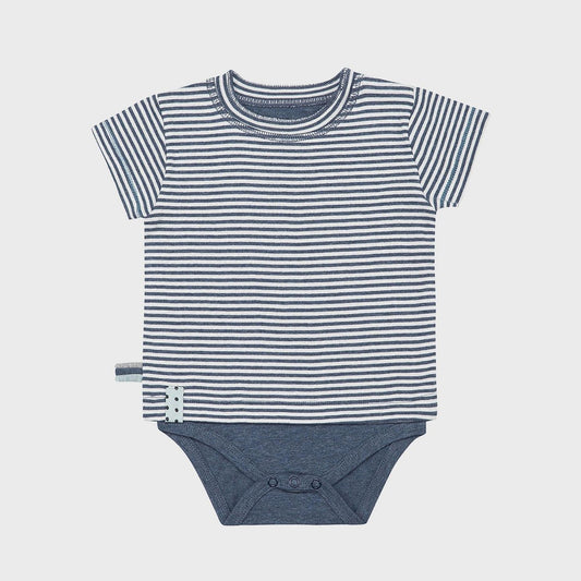 OrganicEra Organic Baby S/S T-Shirt Body, Indigo gestreift