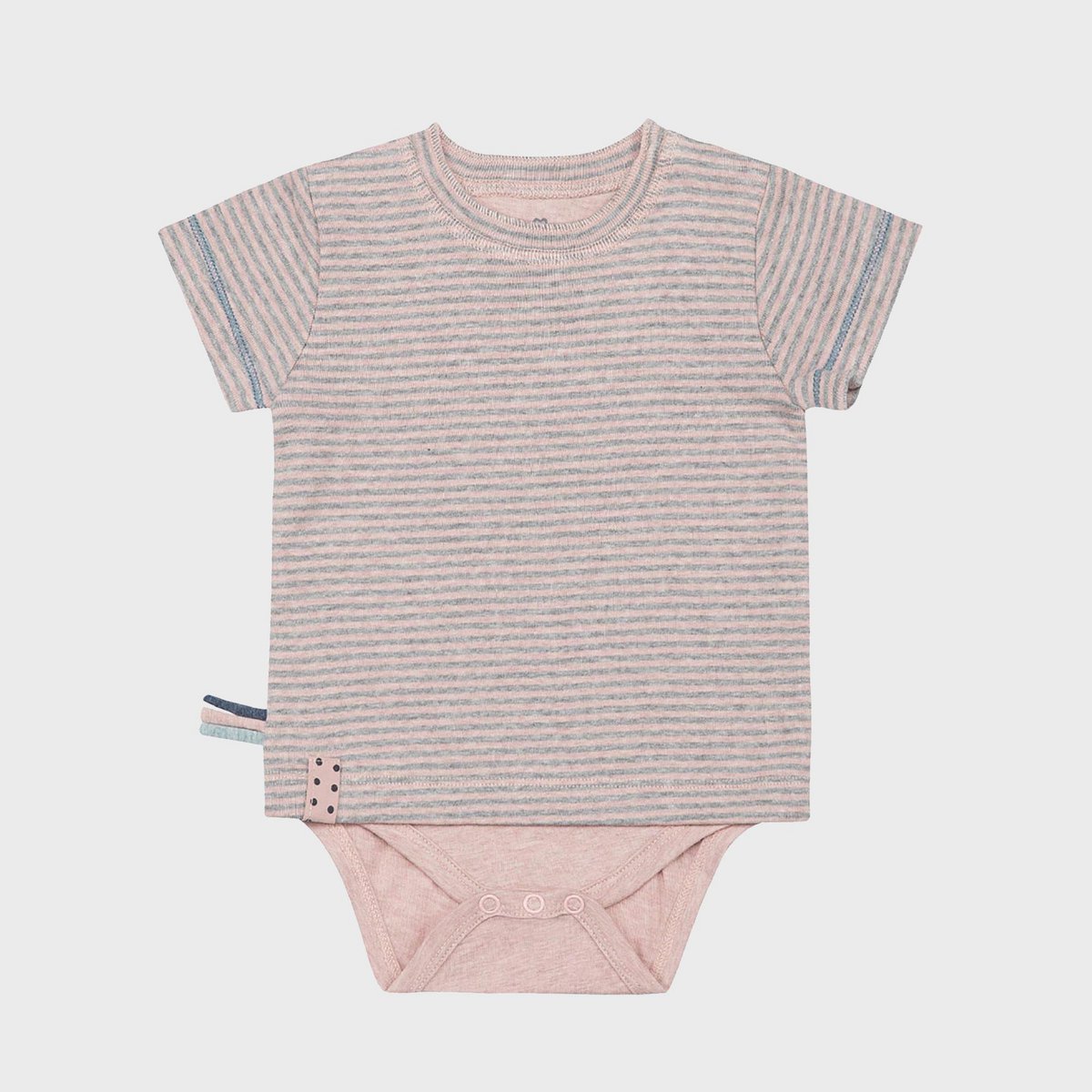 Rosa gestreiftes Bio Baumwolle Baby T-Shirt Body Kurzarm.