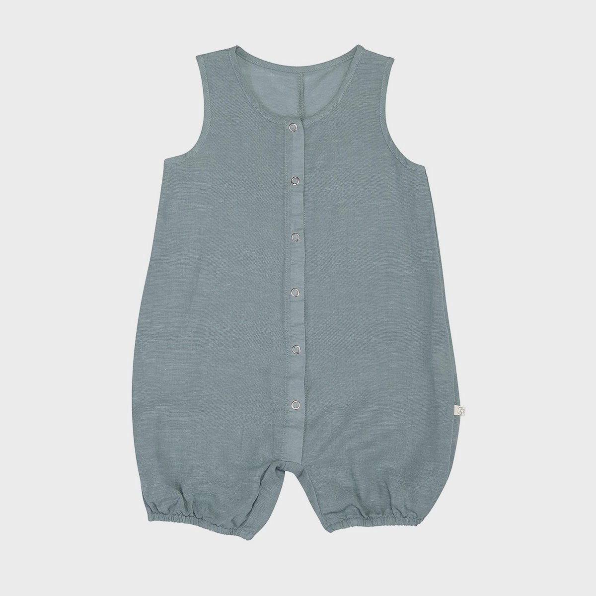 Bio Baby Strampler aus Hanf-Baumwolle in Blaugrau.