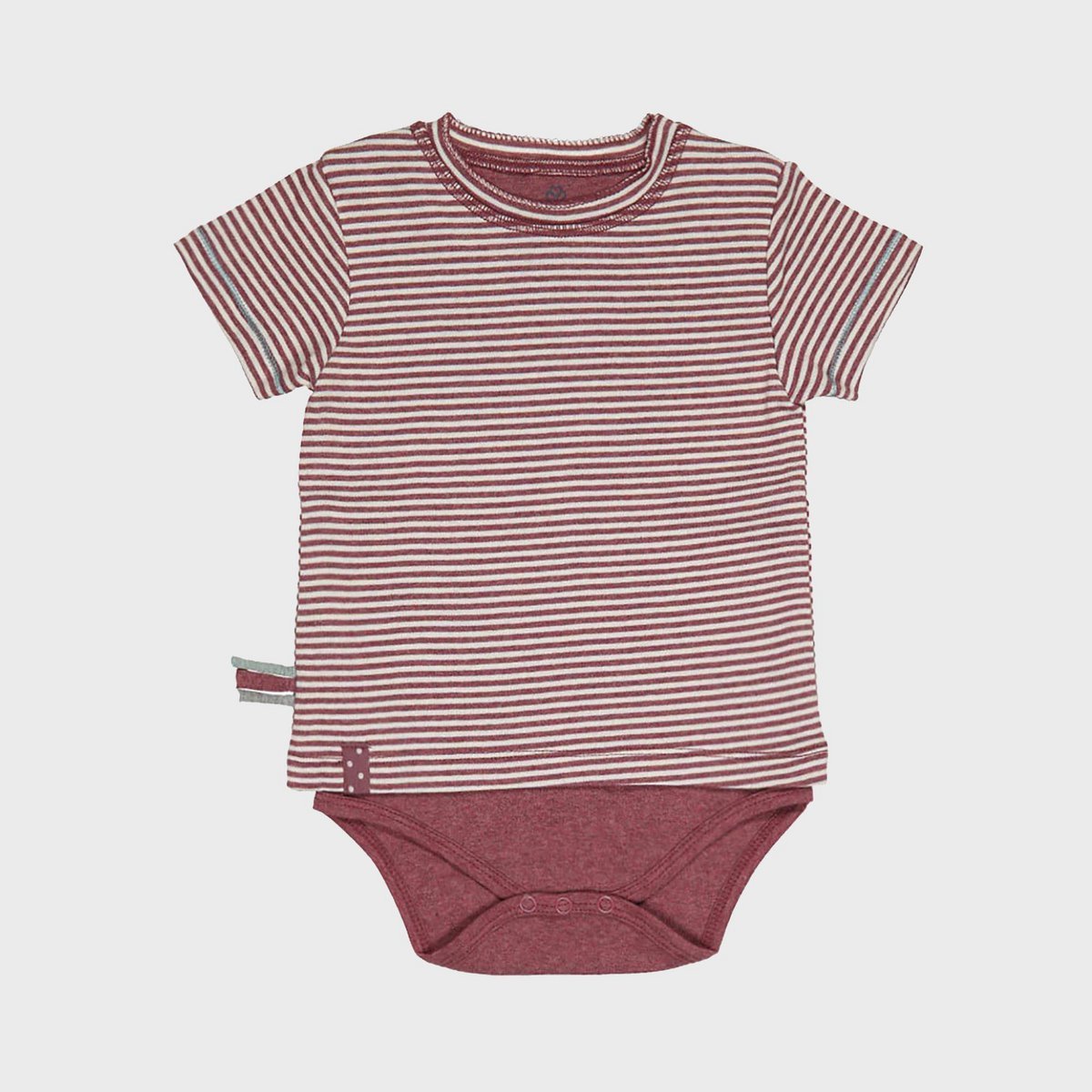 Baby Kurzarm T-Shirt Body aus Bio-Baumwolle – Gestreift Bordeaux