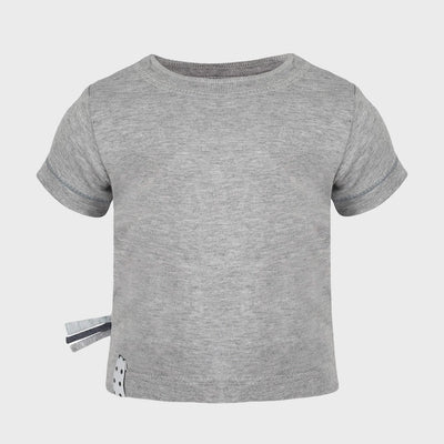 Bio Baby T-Shirt in Grau Melange aus weicher Bio-Baumwolle, elastisch und bequem.
