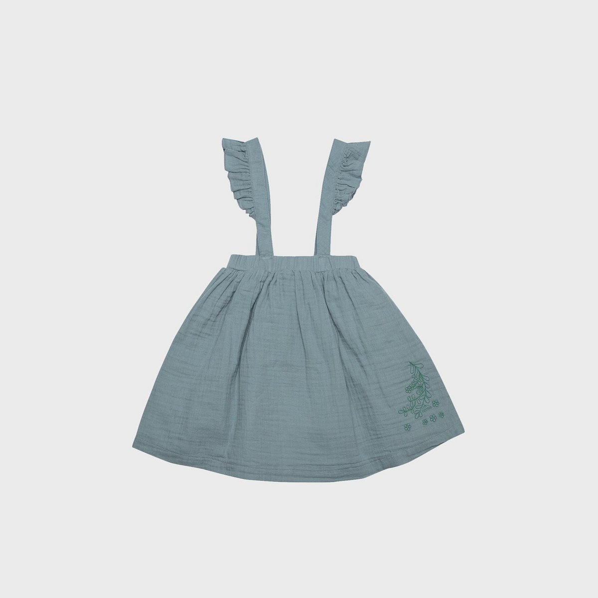 OrganicEra Bio-Musselin-Kinderkleid mit Rüschen, Aqua