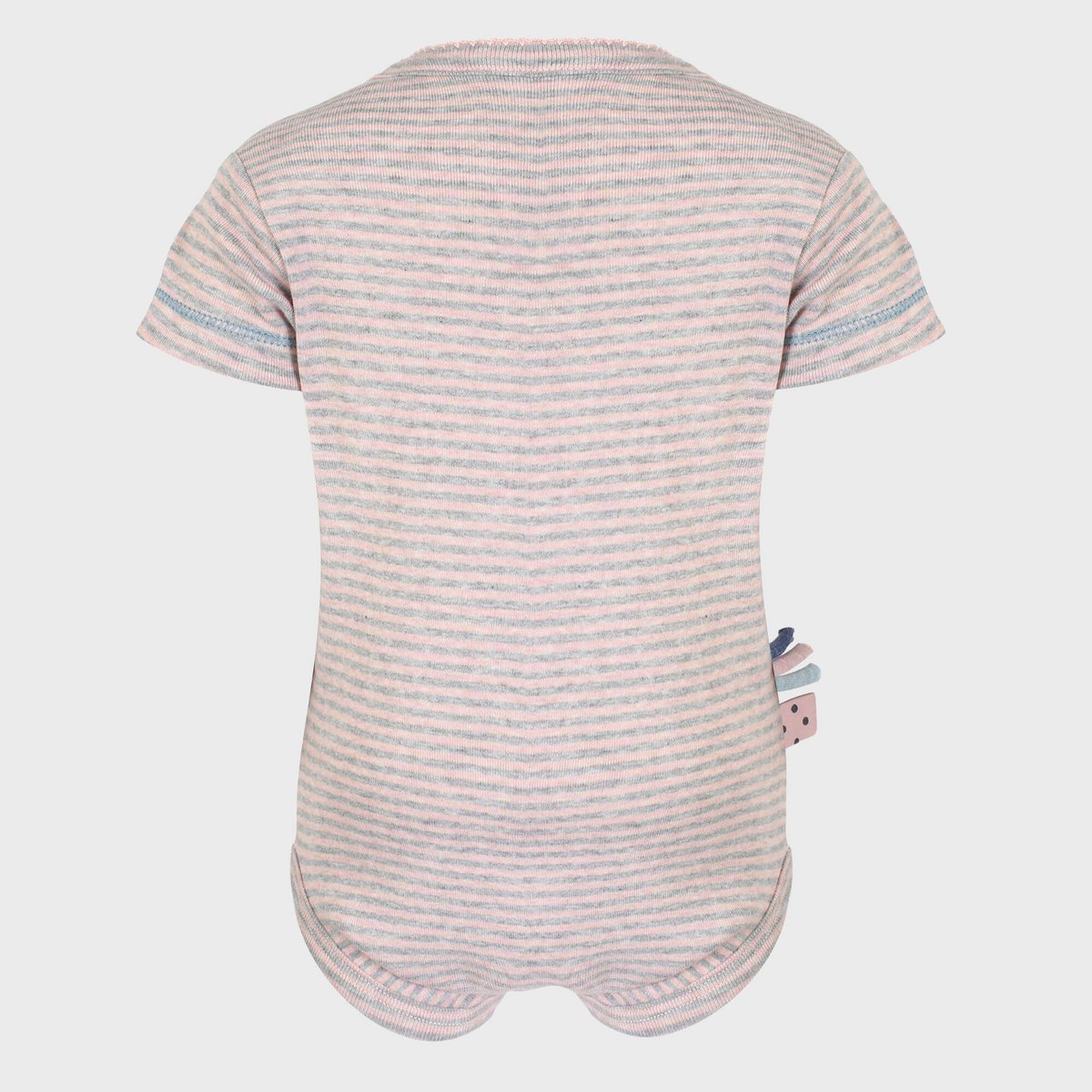 Body biologico a maniche corte per bebè a righe rosa | Morbido cotone organico