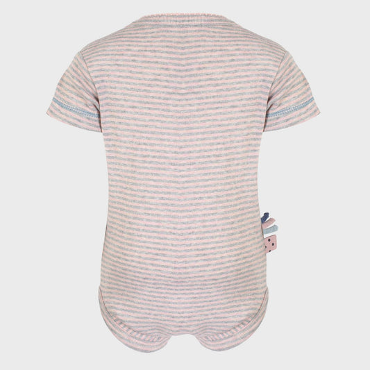 Bio Baby Kurzarm Body Rosa Gestreift – Bio-Baumwolle – Detailansicht 2