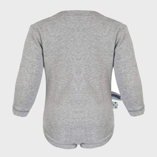 Baby Langarm Body Grau – Bio-Baumwolle & Rippenstoff – Detailansicht 2