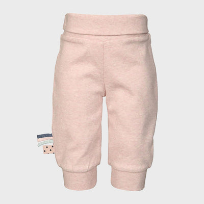 Bio Babyhose Rose Melange mit weichem Komfortbund aus Bio-Baumwollrippe.