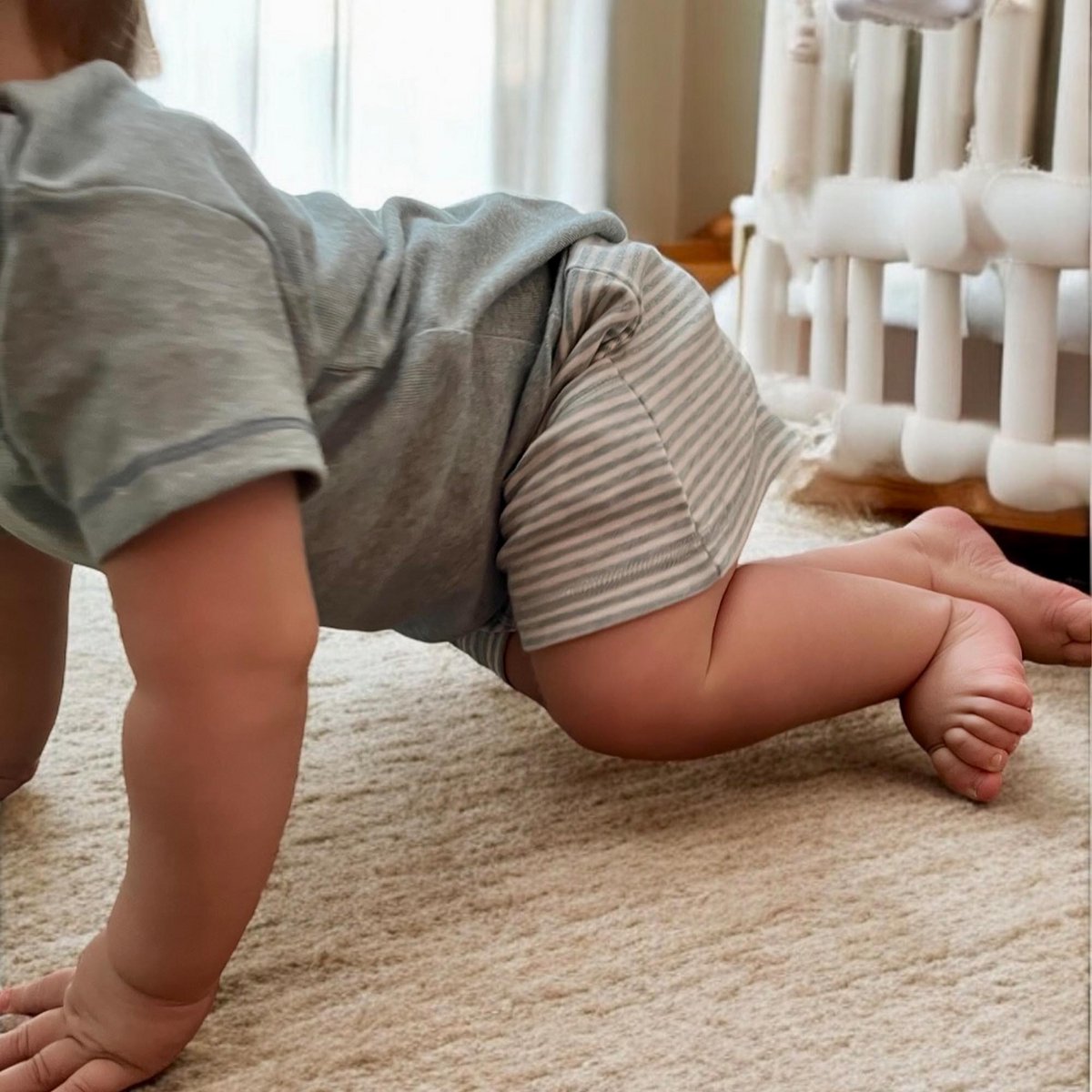 OrganicEra Bio-Baby-Shorts, Aqua gestreift