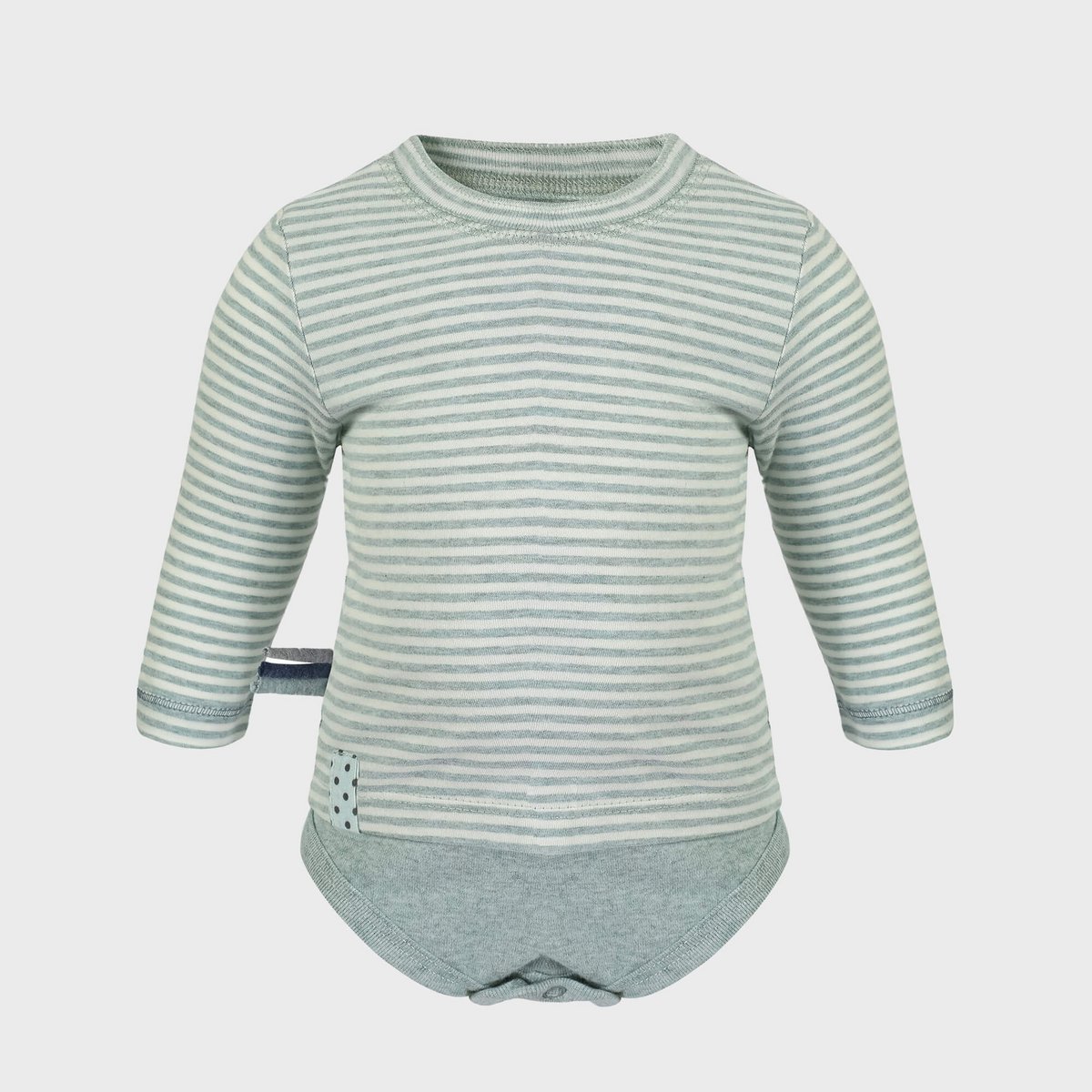 OrganicEra Organic Baby L/S T-Shirt Body, Aqua gestreift