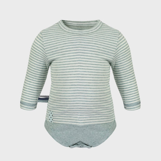 OrganicEra Organic Baby L/S T-Shirt Body, Aqua gestreift