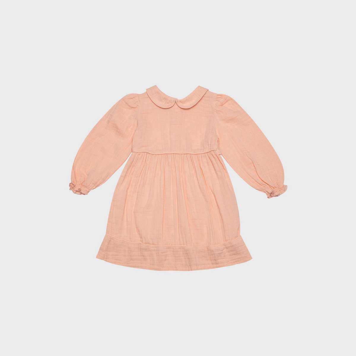 OrganicEra Kleid aus Bio-Musselin mit Peter-Pan-Kragen, Lachsfarben