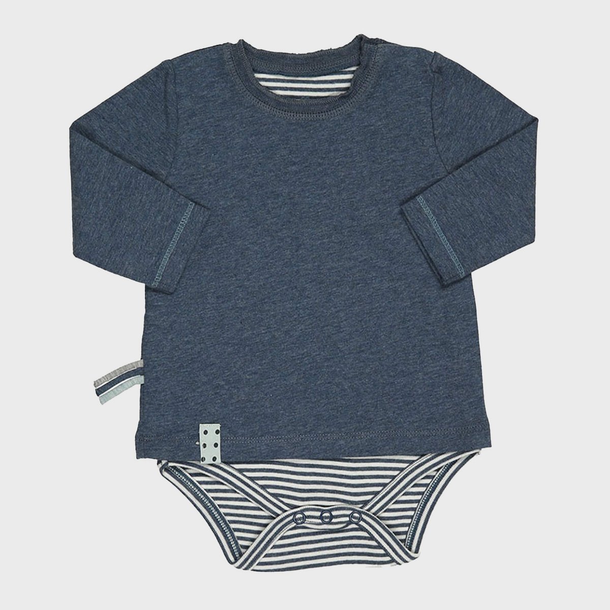 Body biologico a maniche lunghe per bebè indaco melange | Design 2 in 1 realizzato in cotone biologico