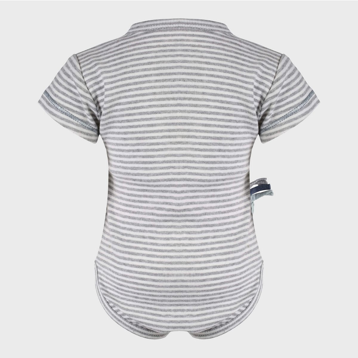 Kurzarm Wickelbody BIO Baumwolle, Kimono-Body, grau gestreift