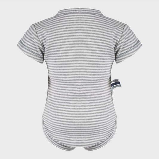 Bio Baby Kurzarm Wickelbody Grau Gestreift – Bio-Baumwolle – Detailansicht 2