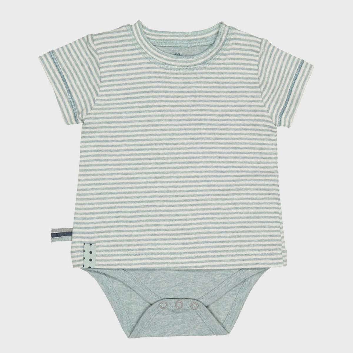 OrganicEra Organic Baby S/S T-Shirt Body, Aqua gestreift