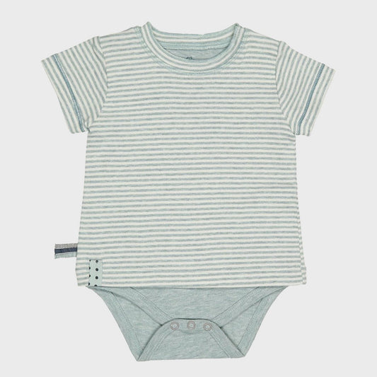 OrganicEra Organic Baby S/S T-Shirt Body, Aqua gestreift
