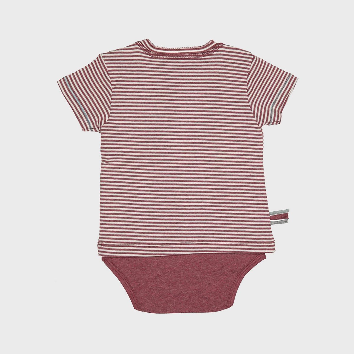 Baby Kurzarm T-Shirt Body aus Bio-Baumwolle – Gestreift Bordeaux