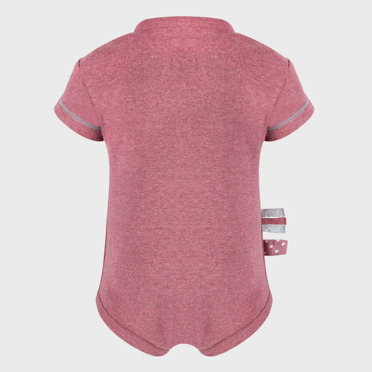 Bio Baby Kurzarm Body Bordeaux – Rippstoff & Schlupfausschnitt – Detailansicht 2